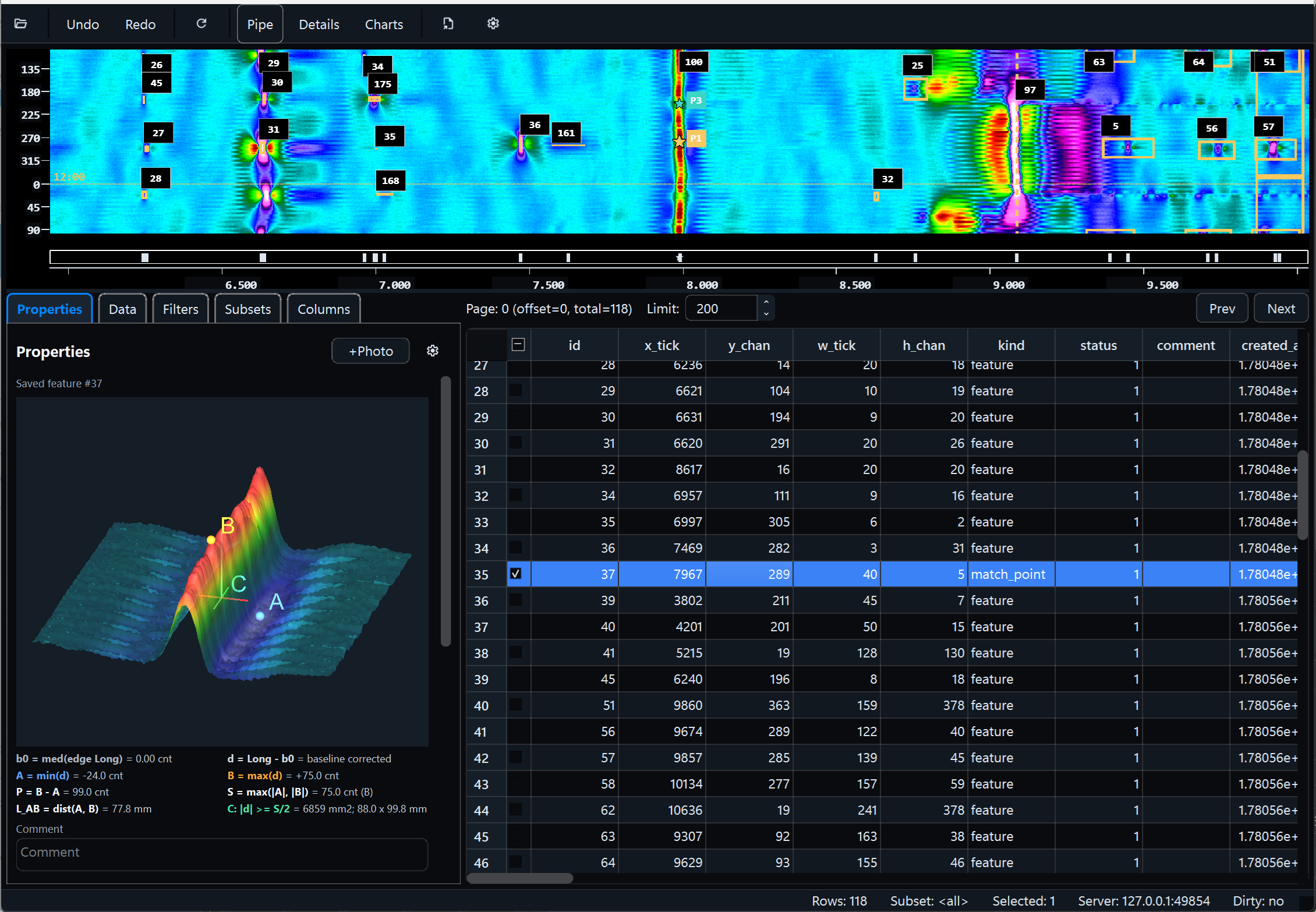 Verionics database editor and 3D signal review